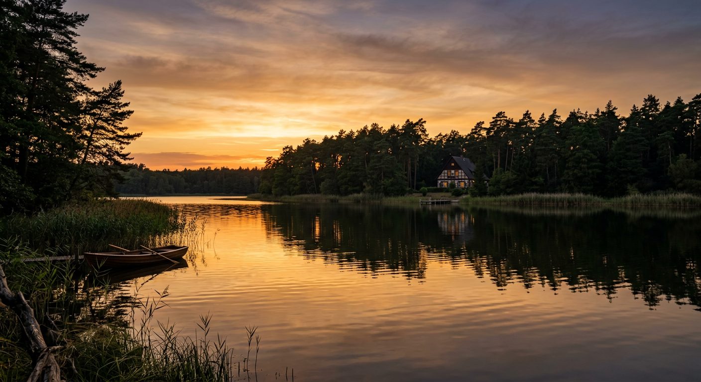Krüpelsee Brandenburg bei Sonnenuntergang – Seeimmobilien Dahme-Seenland
