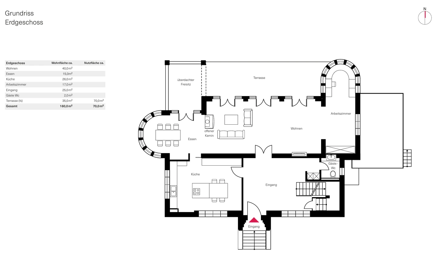 Grundriss Erdgeschoss der Villa am Teupitzer See