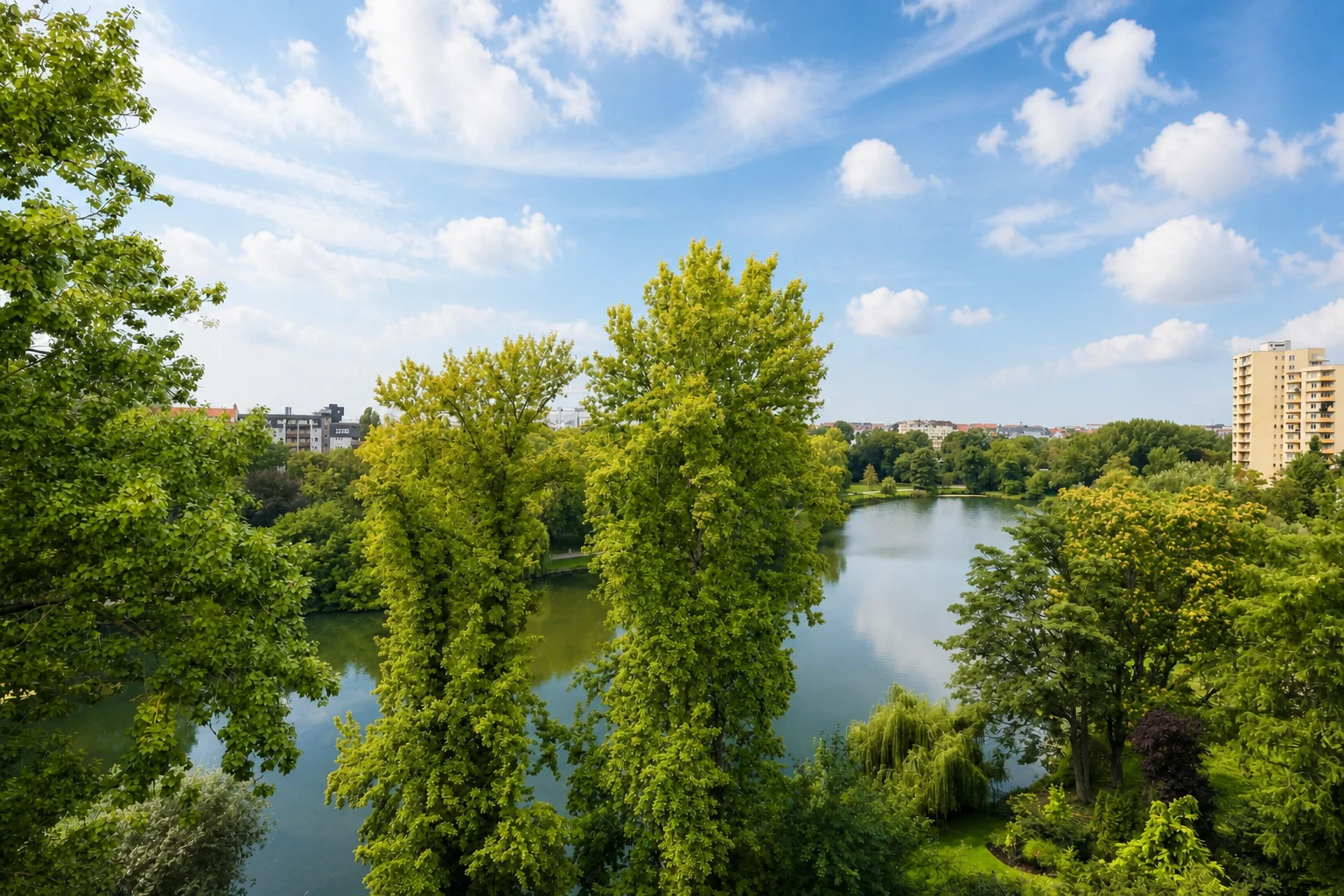 Blick vom Loft auf den Lietzensee in Berlin-Charlottenburg